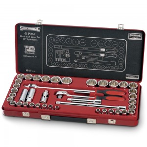 SIDCHROME 1/2inch 41Pc AF/Met 3/8inch-1 1/4inch, 8-32mm Socket Set SCMT14104
