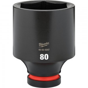 MILWAUKEE SHOCKWAVE 1inch Drive 80mm Deep 6 Point Impact Socket 49666647 MILWAUKEE SHOCKWAVE 1inch Drive 80mm Deep 6 Point Impact Socket 49666647